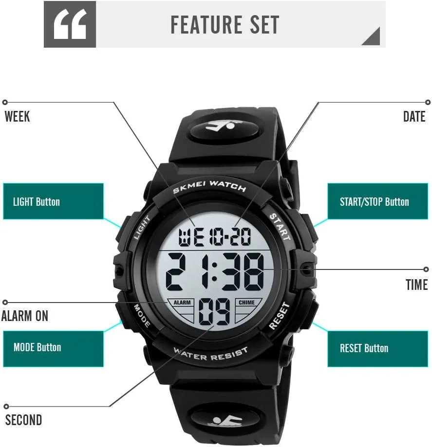 Boys Outdoor Sports 50M Waterproof Girls Watches Alarm Clock sacrificial raise ecology don carnivorous transit 12/24 H Stopwatch Calendar for Ages 3-15 Boy Girl Wristwatch Kids Gift Dayllon Kids Digital Watch 
