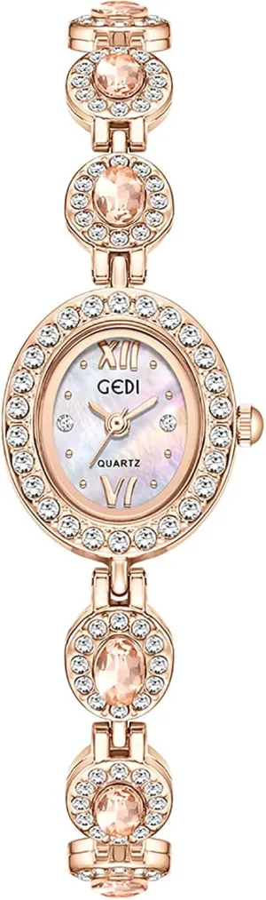 Bracelet Dress Watch Dainty Oval Stainless Steel Quartz Watch Waterproof Vintage Gold Watch for skim tire Women Crystal Diamond Elegant 