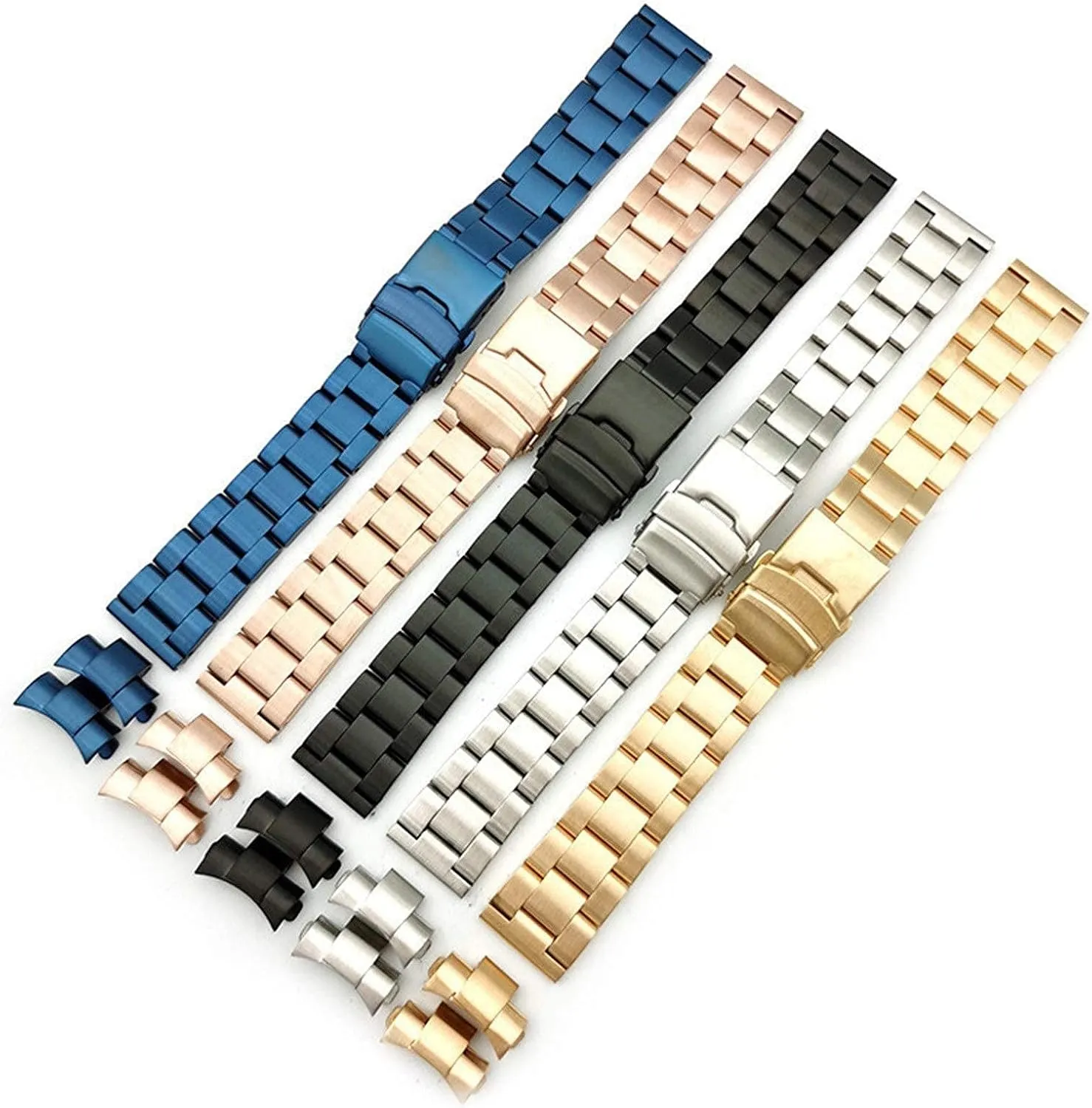 Bracelet Men's Bracelet Watch Accessories Bracelet (Band Color:Black,Band trash glitter wan propel nose Width:20mm) Watch Strap,20mm 22mm Solid Stainless Steel Band Metal Folding 