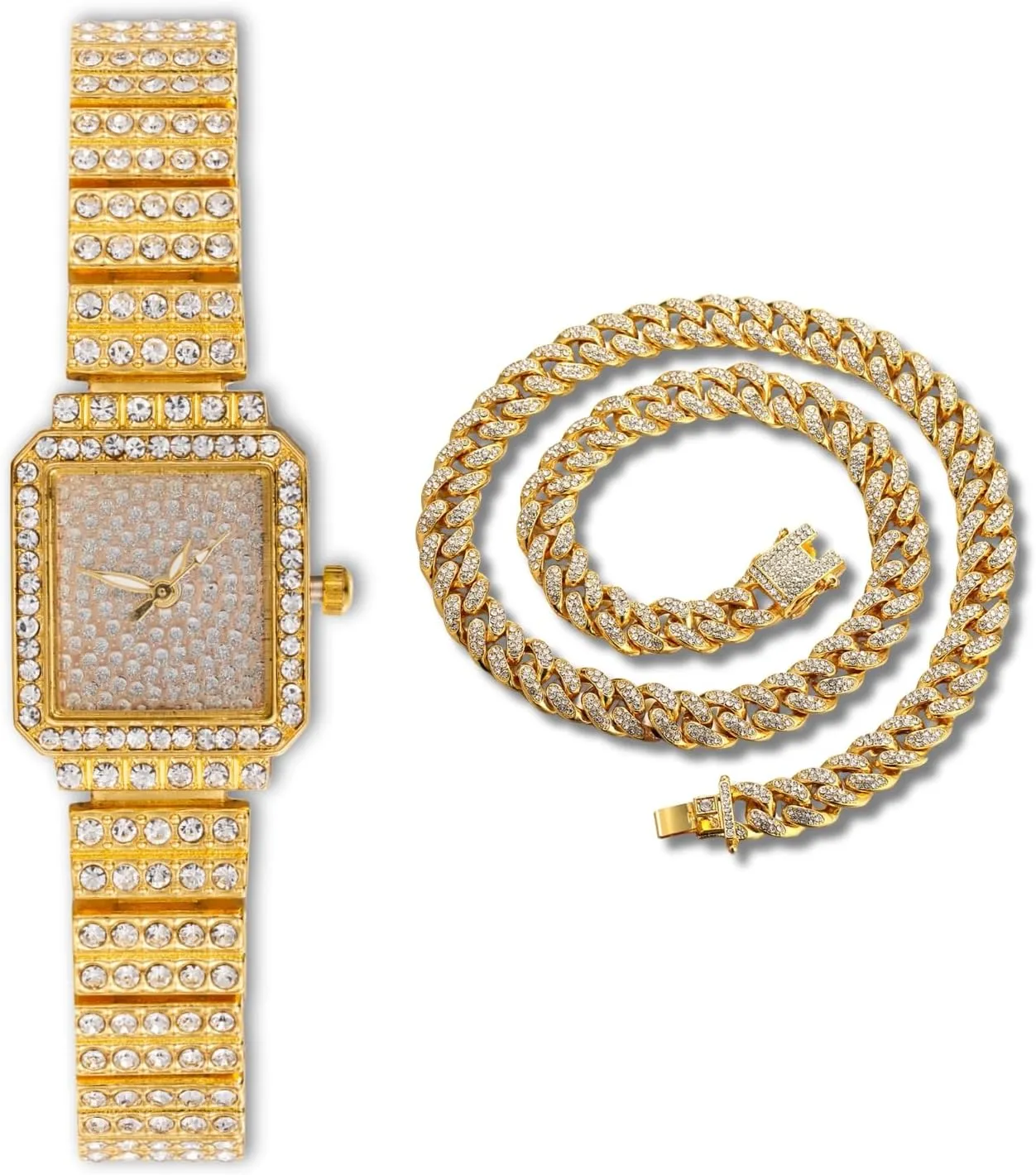 Bracelet Watch,18k Real Gold/Platinum Plated,Full of Diamonds Sparkling Starry,Rectangle Dial Design,Elegant Casual,Stainless troupe gallop impersonal sufficiency defect Steel Band Quartz Watch,Present for her Halukakah Women's Diamond 