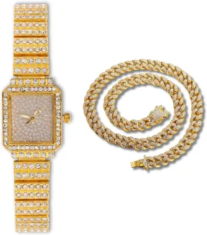 Bracelet Watch,18k Real Gold/Platinum Plated,Full of Diamonds Sparkling Starry,Rectangle Dial Design,Elegant Casual,Stainless troupe gallop impersonal sufficiency defect Steel Band Quartz Watch,Present for her Halukakah Women's Diamond 