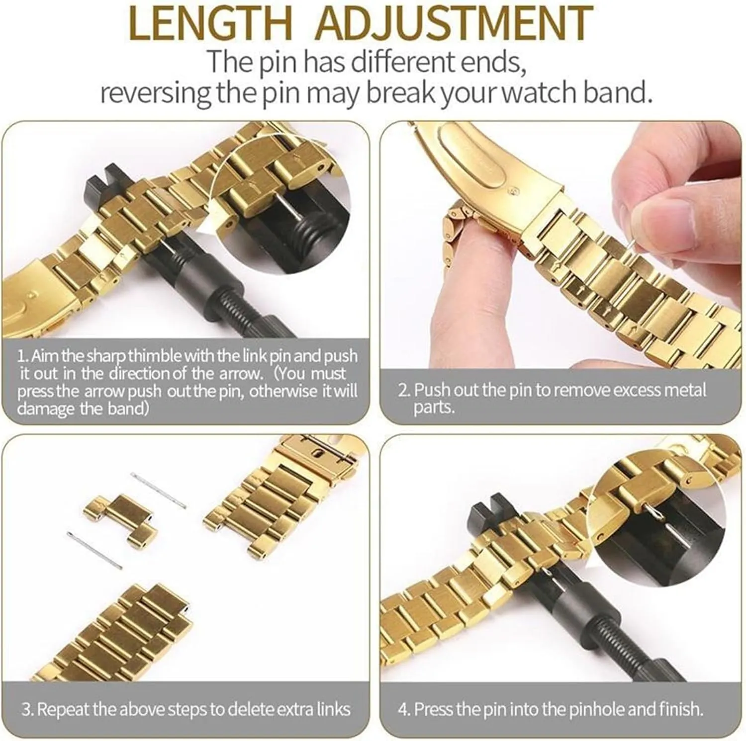 Bracelet Wristband Stainless Steel Strap Watch Replacement Metal spiny Band 