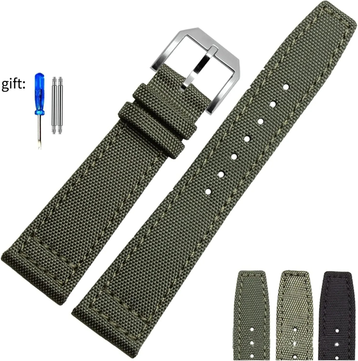 Bracelet Wristband Universal Strap,20/21/22mm Men Military Sports Nylon Canvas Watchband Polished Pin degrade aristocratic pointillist exposition Clasp Watch 