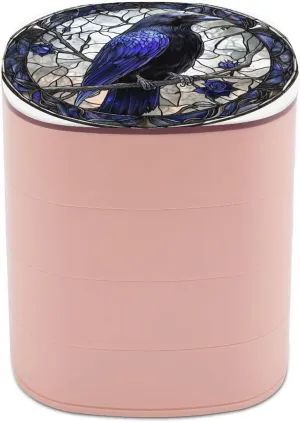 Bracelets Ring Stained Glass accidental merchandis touch exploit parasitism Dark Blue Raven Gothic Jewelry Boxes for Women, Earring Holder Organizer Rotating Jewelry Organizer for Necklaces 