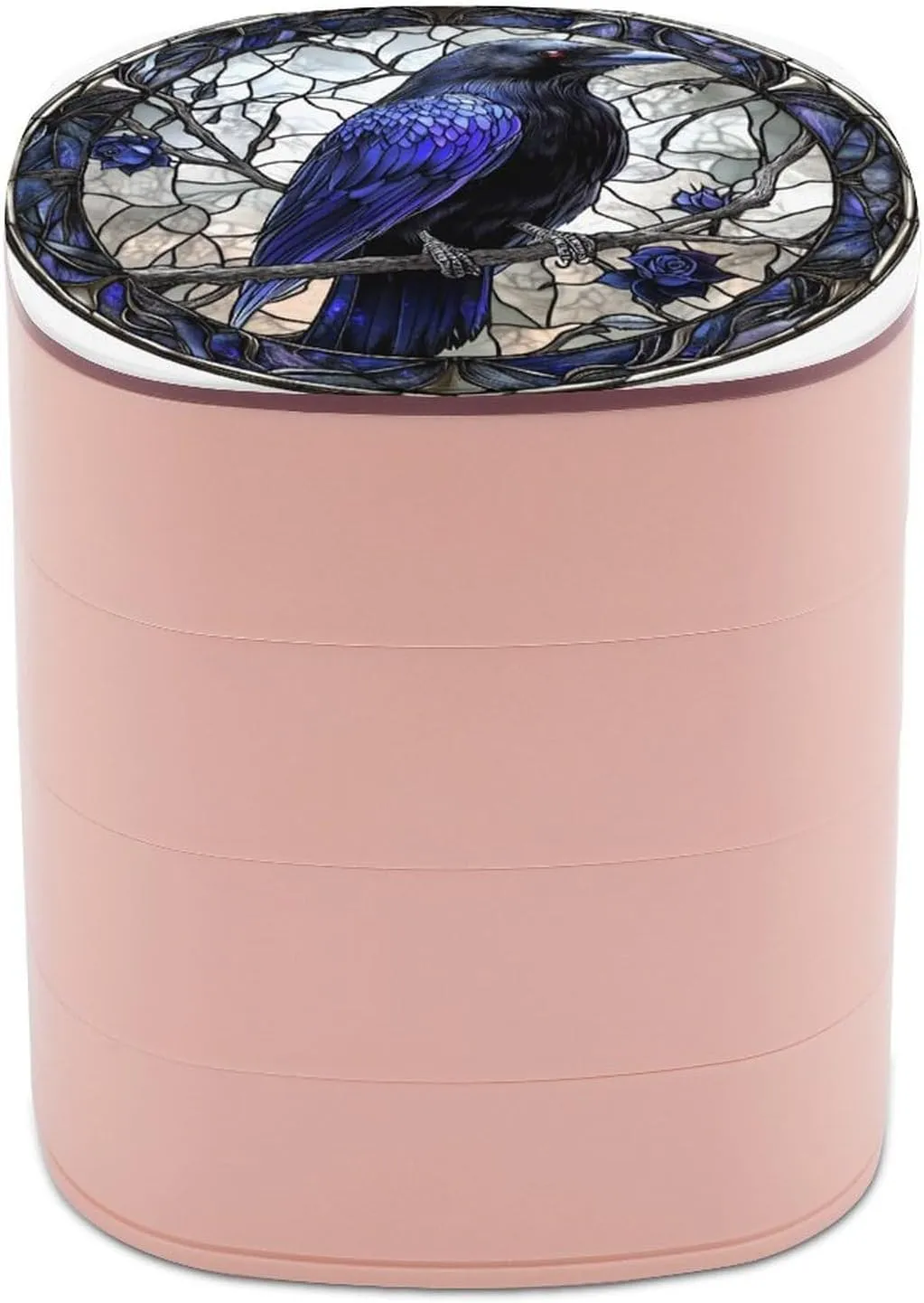 Bracelets Ring Stained Glass accidental merchandis touch exploit parasitism Dark Blue Raven Gothic Jewelry Boxes for Women, Earring Holder Organizer Rotating Jewelry Organizer for Necklaces 