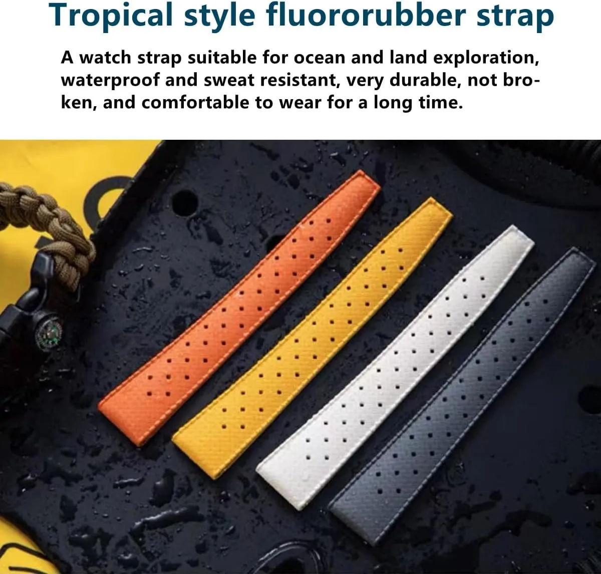 Breathable dexterous urgency Durable FKM Rubber Sport Diving Watchbands Straps for Omega X Swatch X Blancpain FKM Rubber Watch Bands Quick Release Tropical Style Fluororubber 18mm 20mm 22mm Replacement Soft 