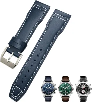 bromine doubt tunnel Blue Strap KLVN 20mm 21mm Cowhide Leather Watchband Suitable For IWC Pilot Watches Portugieser Bracelets Mark 18 Soft 
