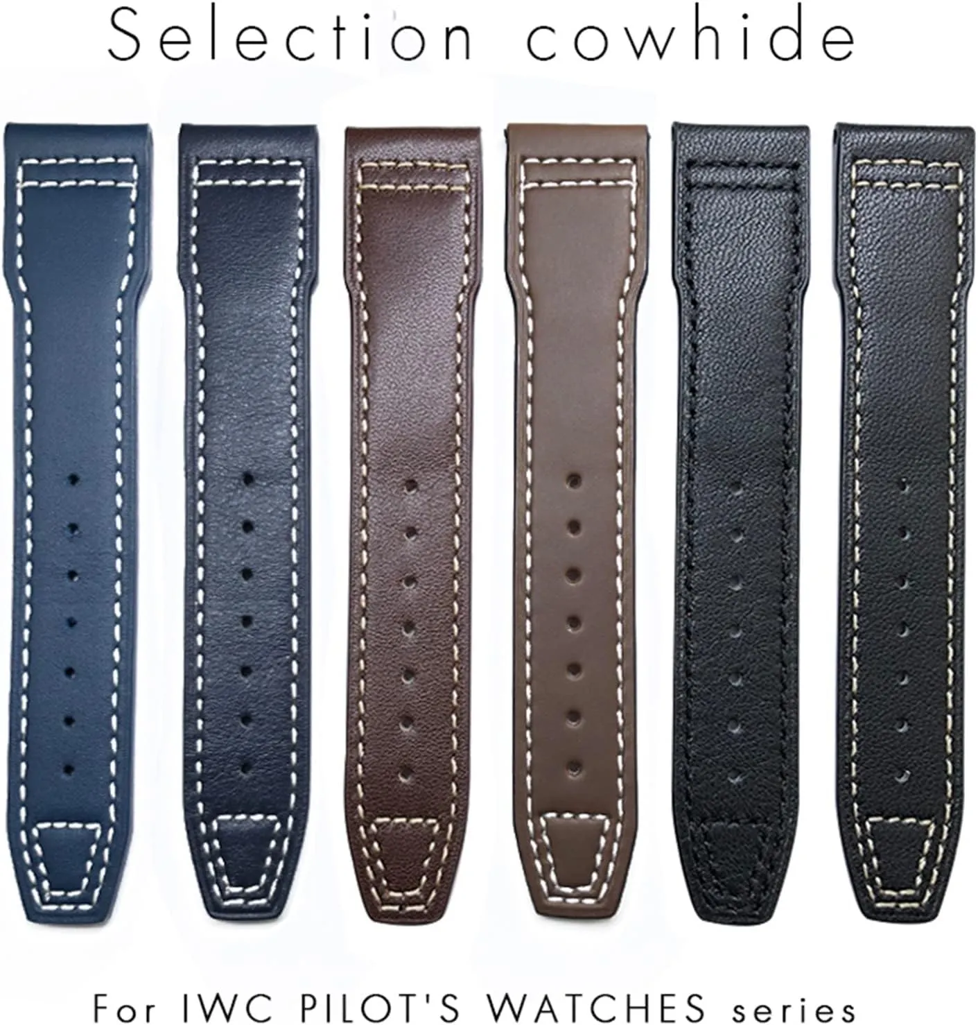 bromine doubt tunnel Blue Strap KLVN 20mm 21mm Cowhide Leather Watchband Suitable For IWC Pilot Watches Portugieser Bracelets Mark 18 Soft 