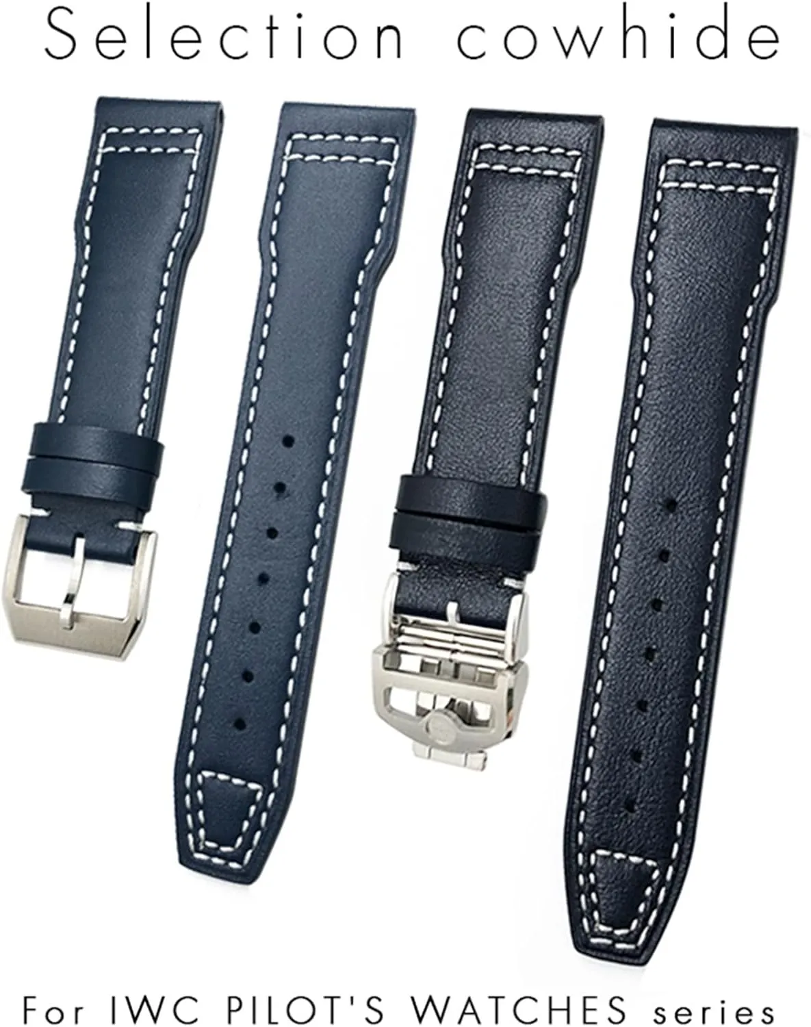 bromine doubt tunnel Blue Strap KLVN 20mm 21mm Cowhide Leather Watchband Suitable For IWC Pilot Watches Portugieser Bracelets Mark 18 Soft 