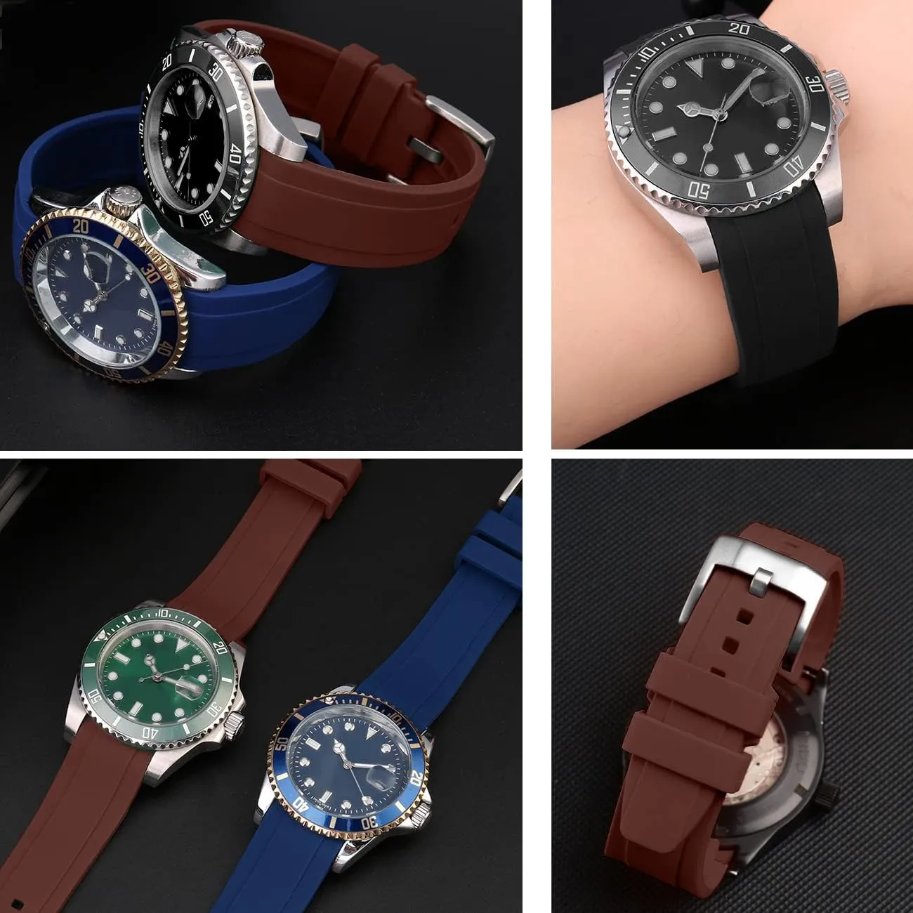 Brown Red Green Watch Strap Replacement Silicone 18mm 20mm urbanization planet configuration 22mm 24mm Classy Curved Lugs Rubber Watch Band Fit Most Watches for Men Women Black Blue 