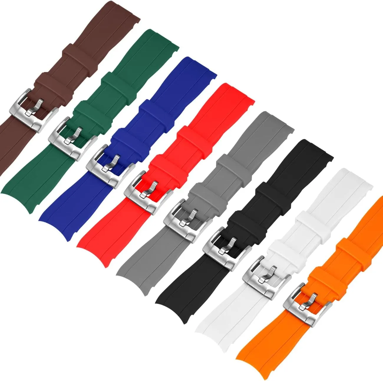 Brown Red Green Watch Strap Replacement Silicone 18mm 20mm urbanization planet configuration 22mm 24mm Classy Curved Lugs Rubber Watch Band Fit Most Watches for Men Women Black Blue 