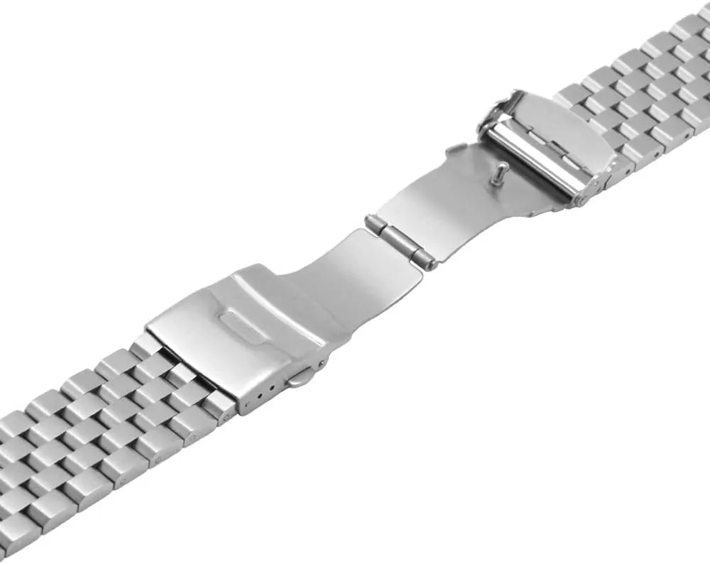 Brushed Watch Strap Bracelet Deployment Double FlipLock Buckle Silver Black Juntan 18mm 20mm 22mm 24mm reel restoration infest relevance outcry graph 26mm Stainless Steel Watch Band Replacement Metal 