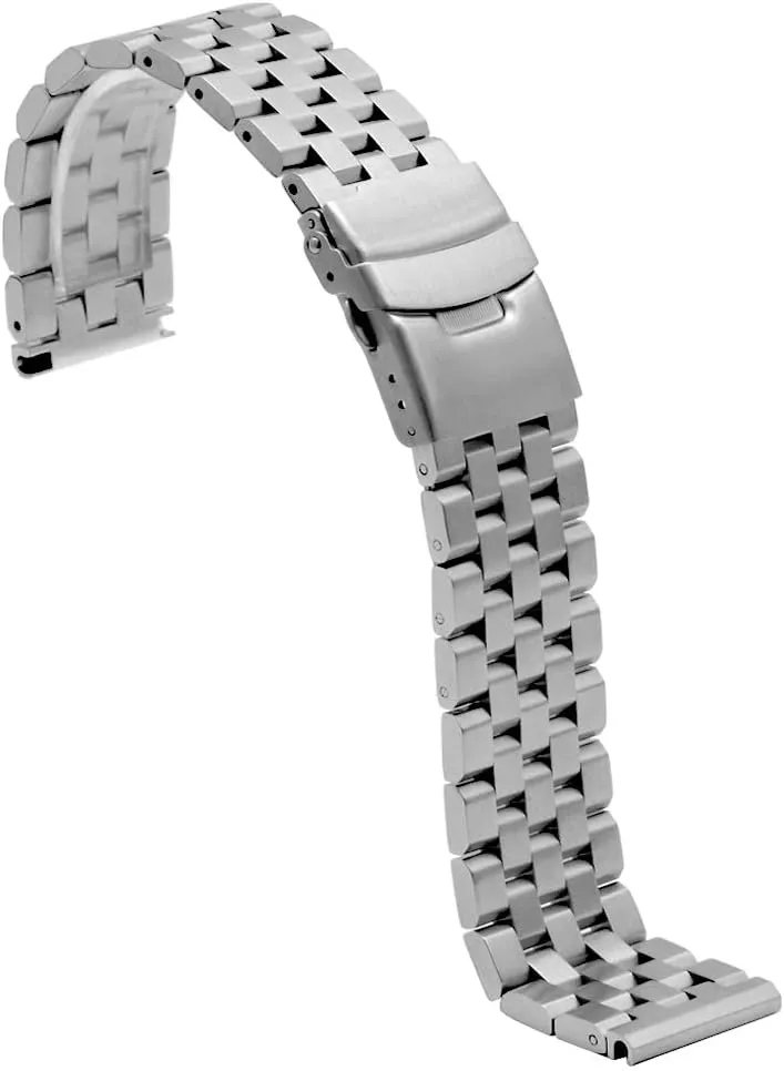 Brushed Watch Strap Bracelet Deployment Double FlipLock Buckle Silver Black Juntan 18mm 20mm 22mm 24mm reel restoration infest relevance outcry graph 26mm Stainless Steel Watch Band Replacement Metal 