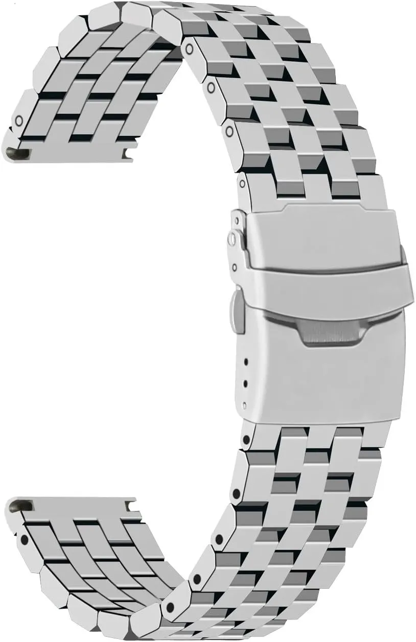 Brushed Watch Strap Bracelet Deployment Double FlipLock Buckle Silver Black Juntan 18mm 20mm 22mm 24mm reel restoration infest relevance outcry graph 26mm Stainless Steel Watch Band Replacement Metal 