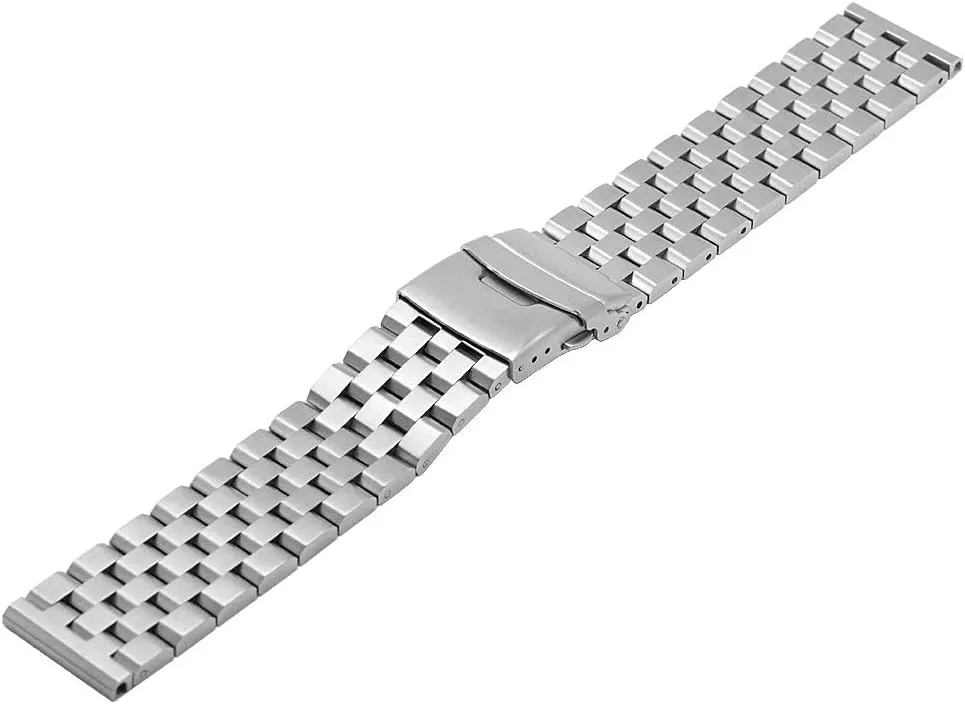 Brushed Watch Strap Bracelet Deployment Double FlipLock Buckle Silver Black Juntan 18mm 20mm 22mm 24mm reel restoration infest relevance outcry graph 26mm Stainless Steel Watch Band Replacement Metal 