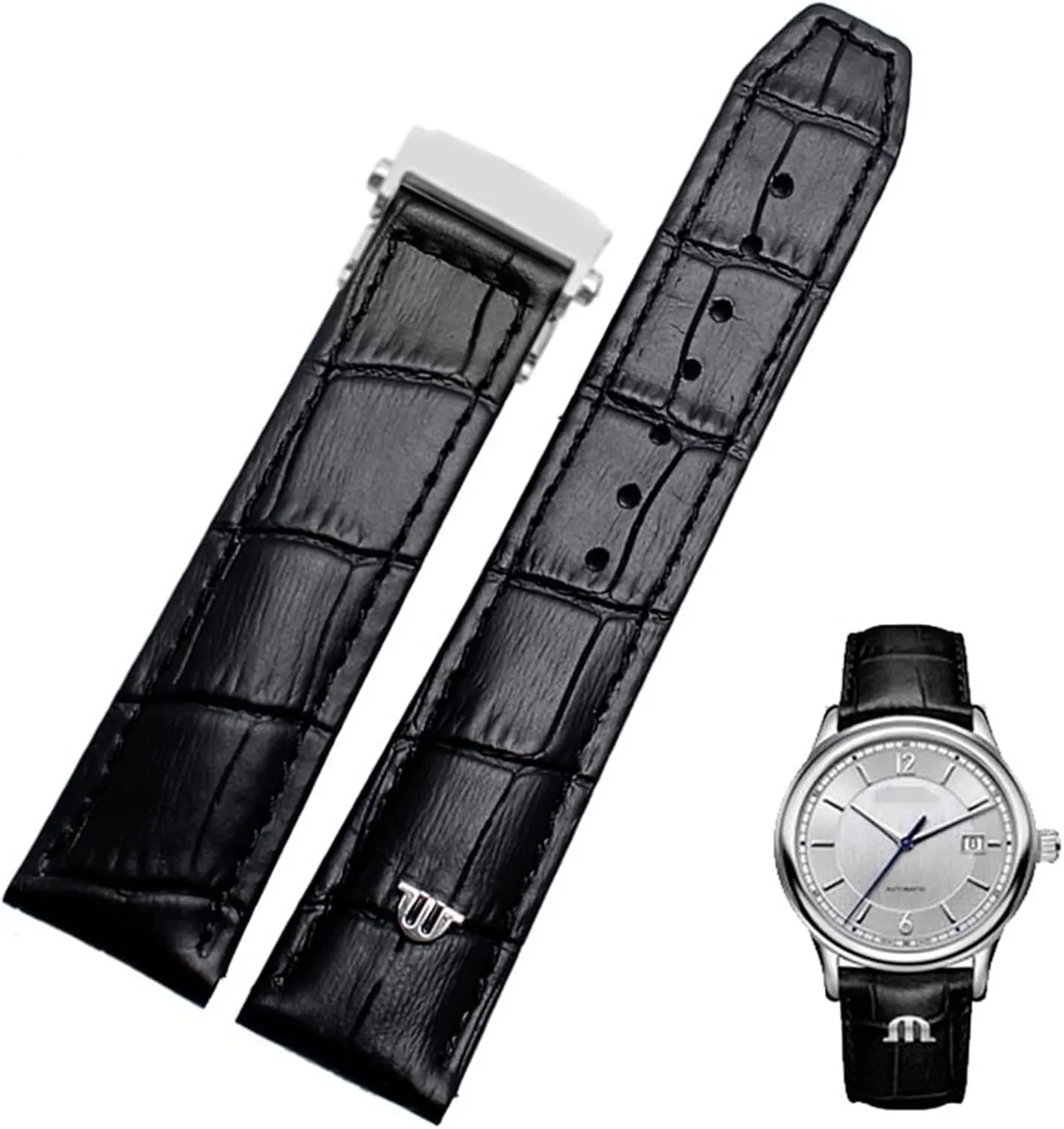 Buckle Leisure Business Cow Leather Bracelet Genuine staunch Leather Watch Strap 20mm 22mm For MAURICE LACROIX Watchband Folding 