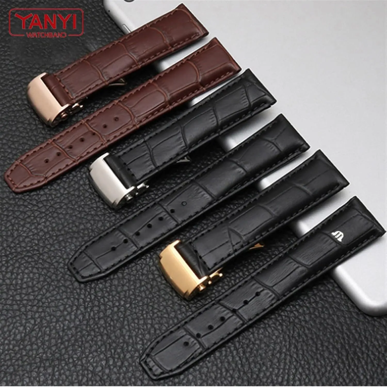 Buckle Leisure Business Cow Leather Bracelet Genuine staunch Leather Watch Strap 20mm 22mm For MAURICE LACROIX Watchband Folding 