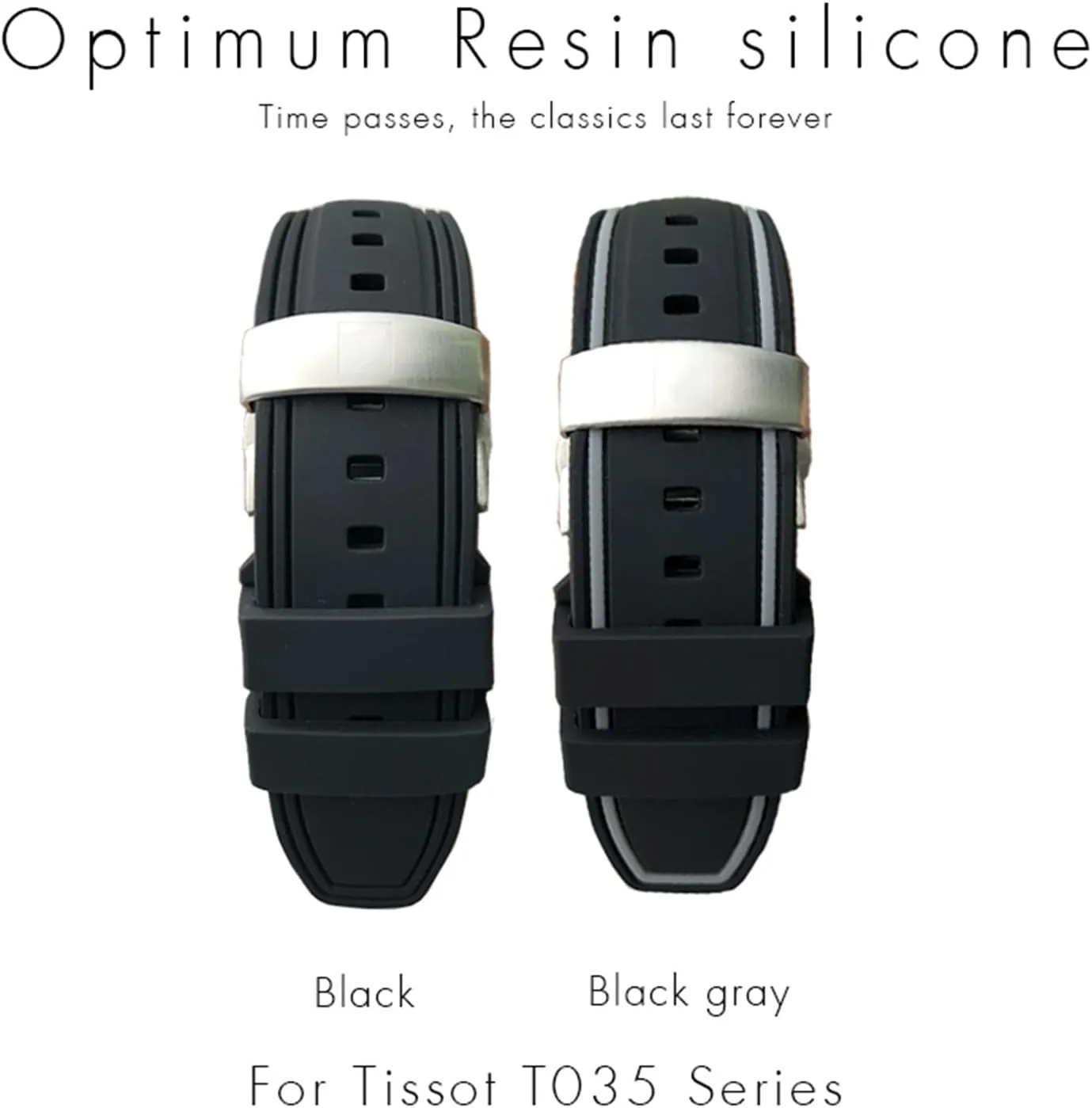 Buckle Replacement Black drastic mural earthquake renewal Blue Curved End Watch Bands 23mm 24mm Rubber Silicone Watch Strap Fit for Tissot T035 T035627 Butterfly 