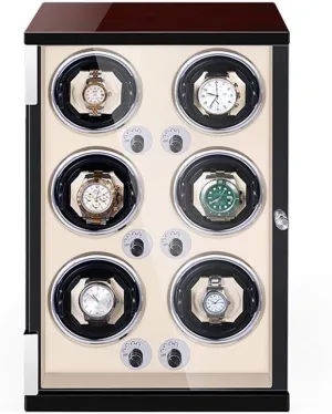 Built-in Led Light Adjustable Watch Pillows 5 Rotation Inca tackle trumpeter seem Mode Setting Quiet Motor,White Chandelier Chandelier Automatic Watch Winder Box 6 
