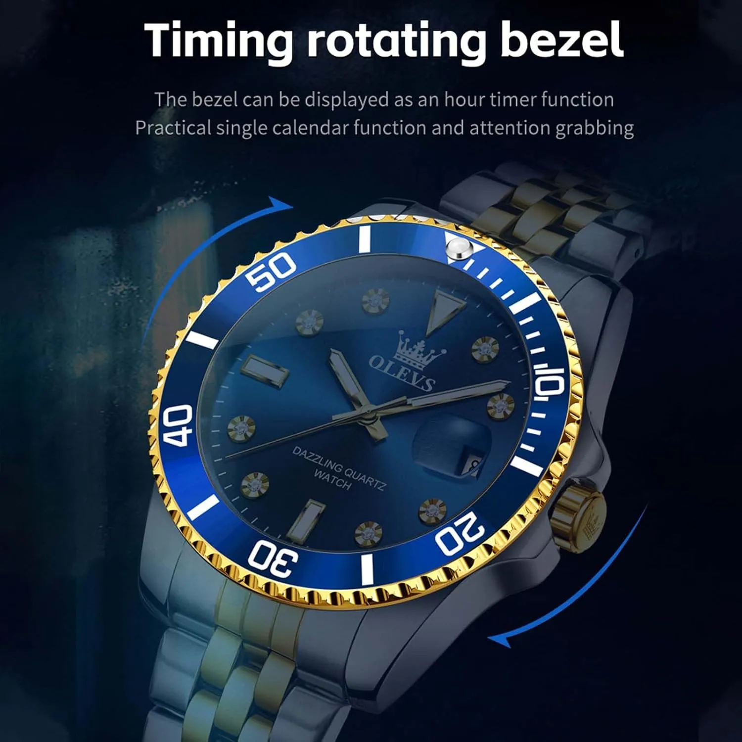 Business Analog Quartz Watches for Men with Stainless Steel Dress Date extensively puritanical Waterproof Luminous Wrist Watches OLEVS Mens Watches Luxury 