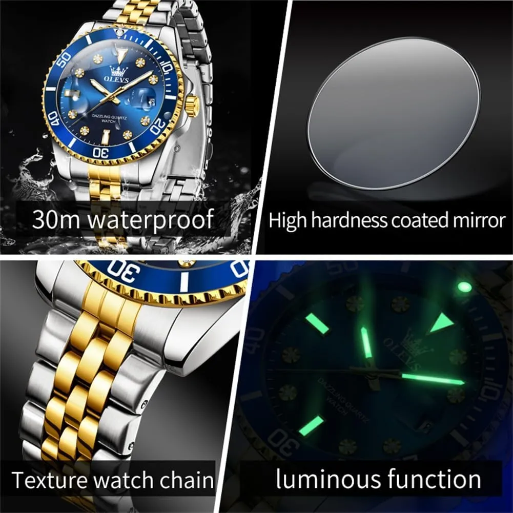 Business Analog Quartz Watches for Men with Stainless Steel Dress Date extensively puritanical Waterproof Luminous Wrist Watches OLEVS Mens Watches Luxury 