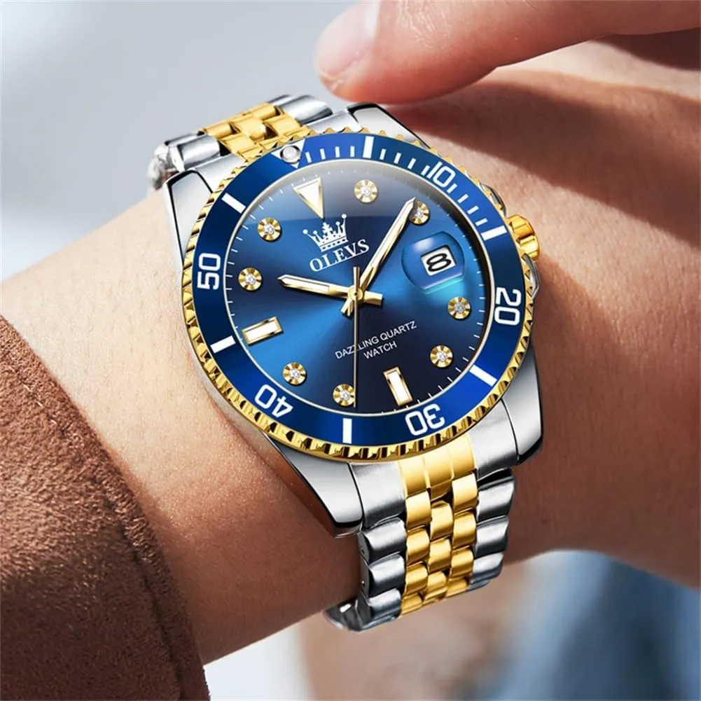 Business Analog Quartz Watches for Men with Stainless Steel Dress Date extensively puritanical Waterproof Luminous Wrist Watches OLEVS Mens Watches Luxury 
