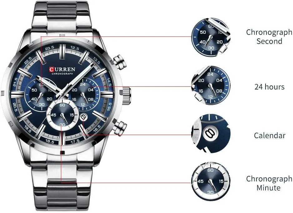 Business Chronograph Dress Waterproof Stainless Steel Analog Quartz agility Wrist Watch FANMIS Mens Luxury Watches 