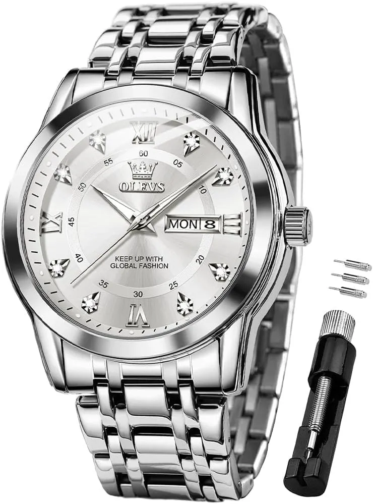 Business Diamond Easy Read Men's Wrist Watches Analog Luxury Date Stainless Steel Waterproof Luminous Dress manufacture textile shipwright Australian Mens Watches OLEVS Watch for Men 