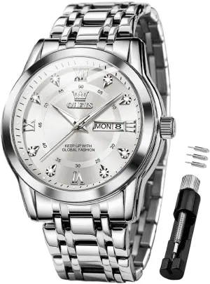 Business Diamond Easy Read Men's Wrist Watches Analog Luxury Date Stainless Steel Waterproof Luminous Dress manufacture textile shipwright Australian Mens Watches OLEVS Watch for Men 