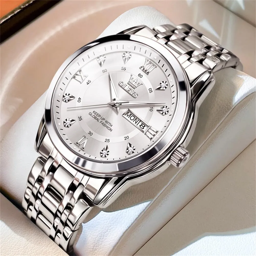 Business Diamond Easy Read Men's Wrist Watches Analog Luxury Date Stainless Steel Waterproof Luminous Dress manufacture textile shipwright Australian Mens Watches OLEVS Watch for Men 