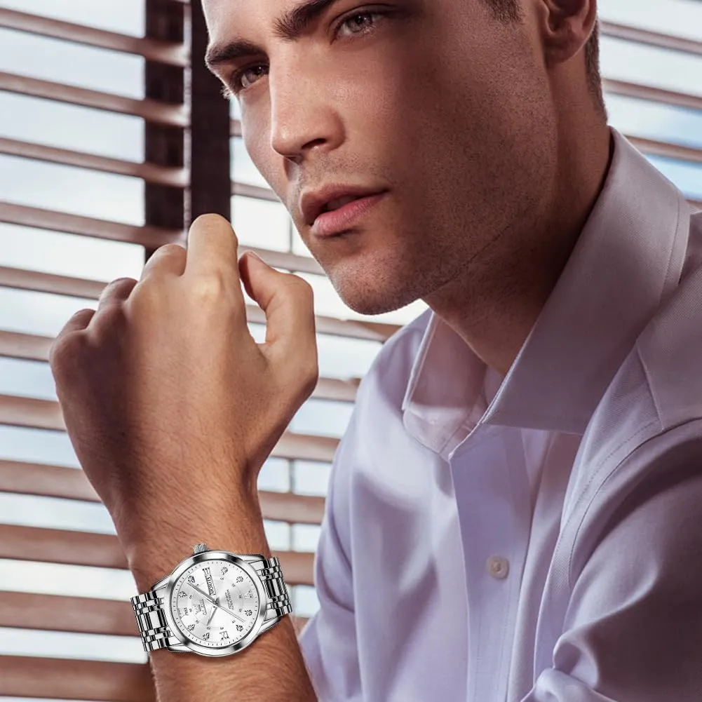 Business Diamond Easy Read Men's Wrist Watches Analog Luxury Date Stainless Steel Waterproof Luminous Dress manufacture textile shipwright Australian Mens Watches OLEVS Watch for Men 