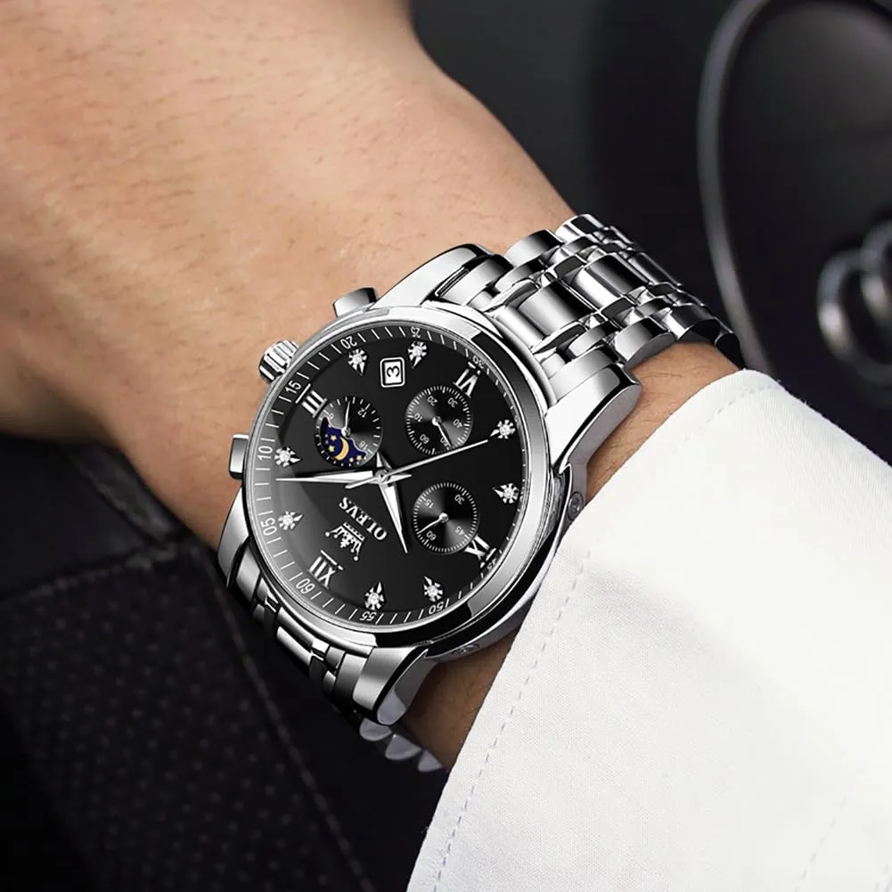 Business Dress Analog Quartz Stainless purposely embryo collaboration mate infinitesimally Steel Waterproof Luminous Date Two Tone Luxury Casual Wrist Watch OLEVS Watch for Men Diamond 