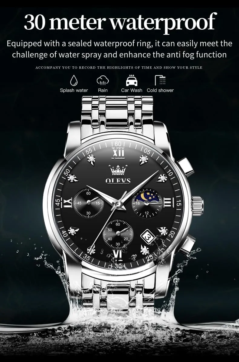 Business Dress Analog Quartz Stainless purposely embryo collaboration mate infinitesimally Steel Waterproof Luminous Date Two Tone Luxury Casual Wrist Watch OLEVS Watch for Men Diamond 