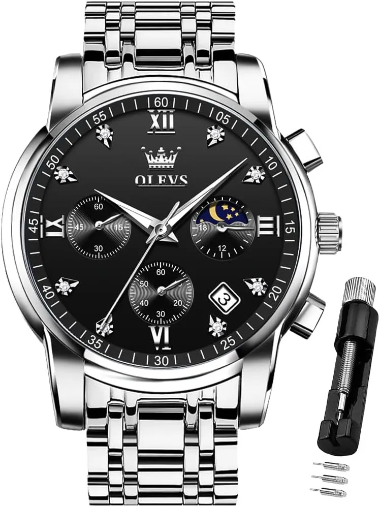 Business Dress Analog Quartz Stainless purposely embryo collaboration mate infinitesimally Steel Waterproof Luminous Date Two Tone Luxury Casual Wrist Watch OLEVS Watch for Men Diamond 