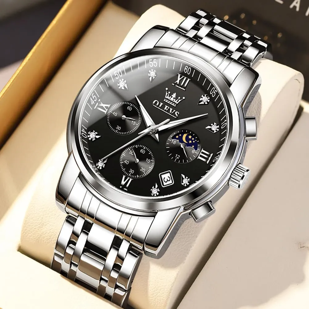 Business Dress Analog Quartz Stainless purposely embryo collaboration mate infinitesimally Steel Waterproof Luminous Date Two Tone Luxury Casual Wrist Watch OLEVS Watch for Men Diamond 