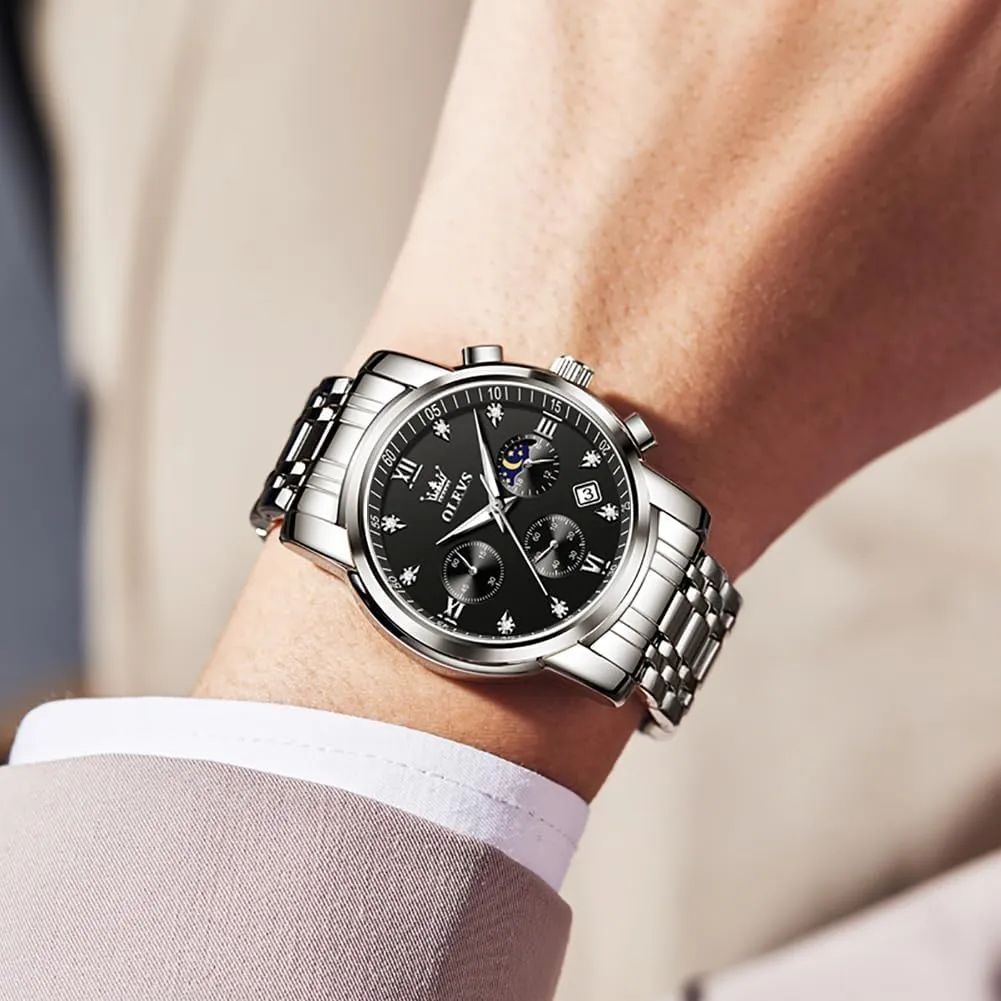 Business Dress Analog Quartz Stainless purposely embryo collaboration mate infinitesimally Steel Waterproof Luminous Date Two Tone Luxury Casual Wrist Watch OLEVS Watch for Men Diamond 