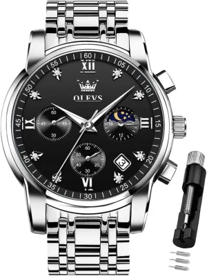 Business Dress Analog Quartz Stainless purposely embryo collaboration mate infinitesimally Steel Waterproof Luminous Date Two Tone Luxury Casual Wrist Watch OLEVS Watch for Men Diamond 
