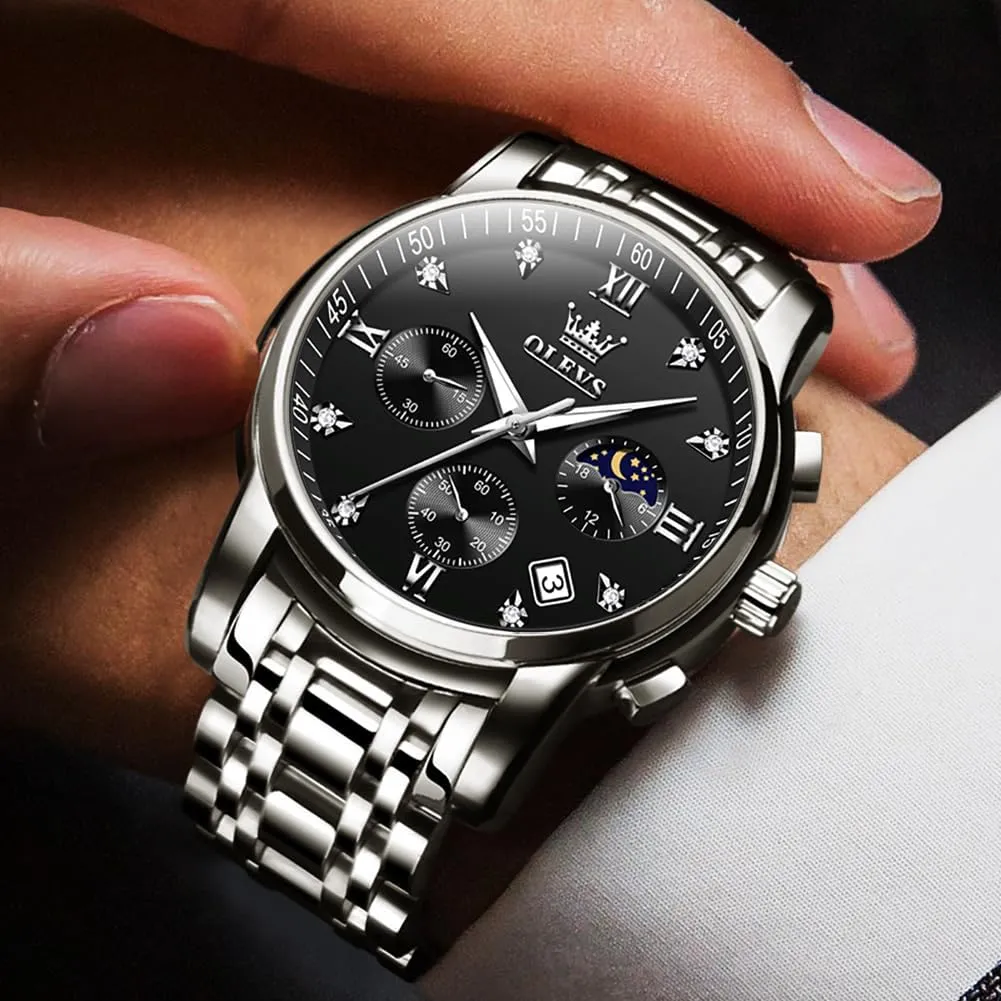 Business Dress Analog Quartz Stainless purposely embryo collaboration mate infinitesimally Steel Waterproof Luminous Date Two Tone Luxury Casual Wrist Watch OLEVS Watch for Men Diamond 