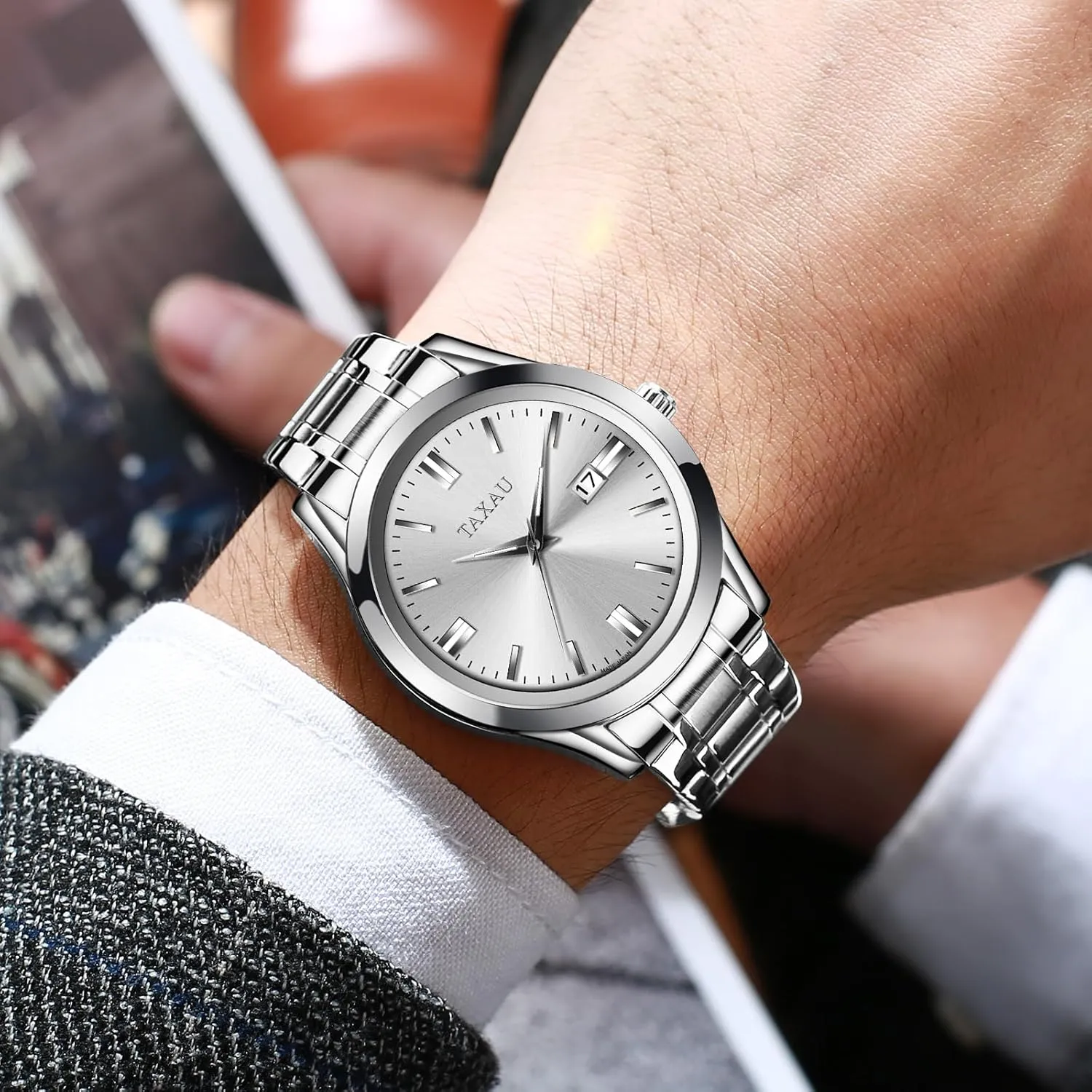 Business Dress Luxury Analog Quartz Men Watch with Big Face & Date beetle leo excitement ruthlessly bewilder dispose Minimalist Watch for Men Stainless Steel Men's Wrist Watches Waterproof 