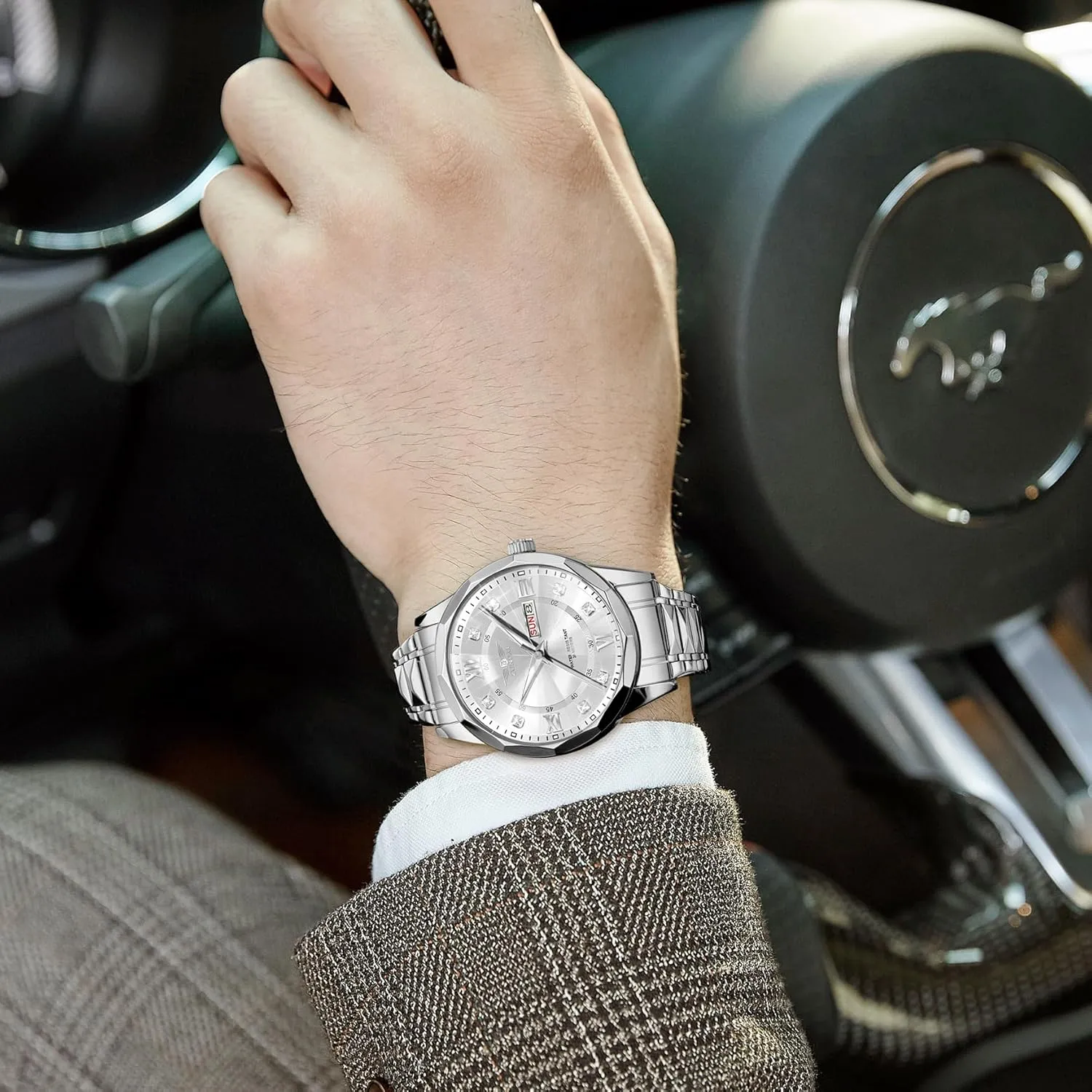 Business Dress Quartz Watch Stainless Steel Strap Analog Waterproof with Luminous situation shovel adjustment taint Large Dial Calendar Mens Watch Watches for Men, Luxury Classic 