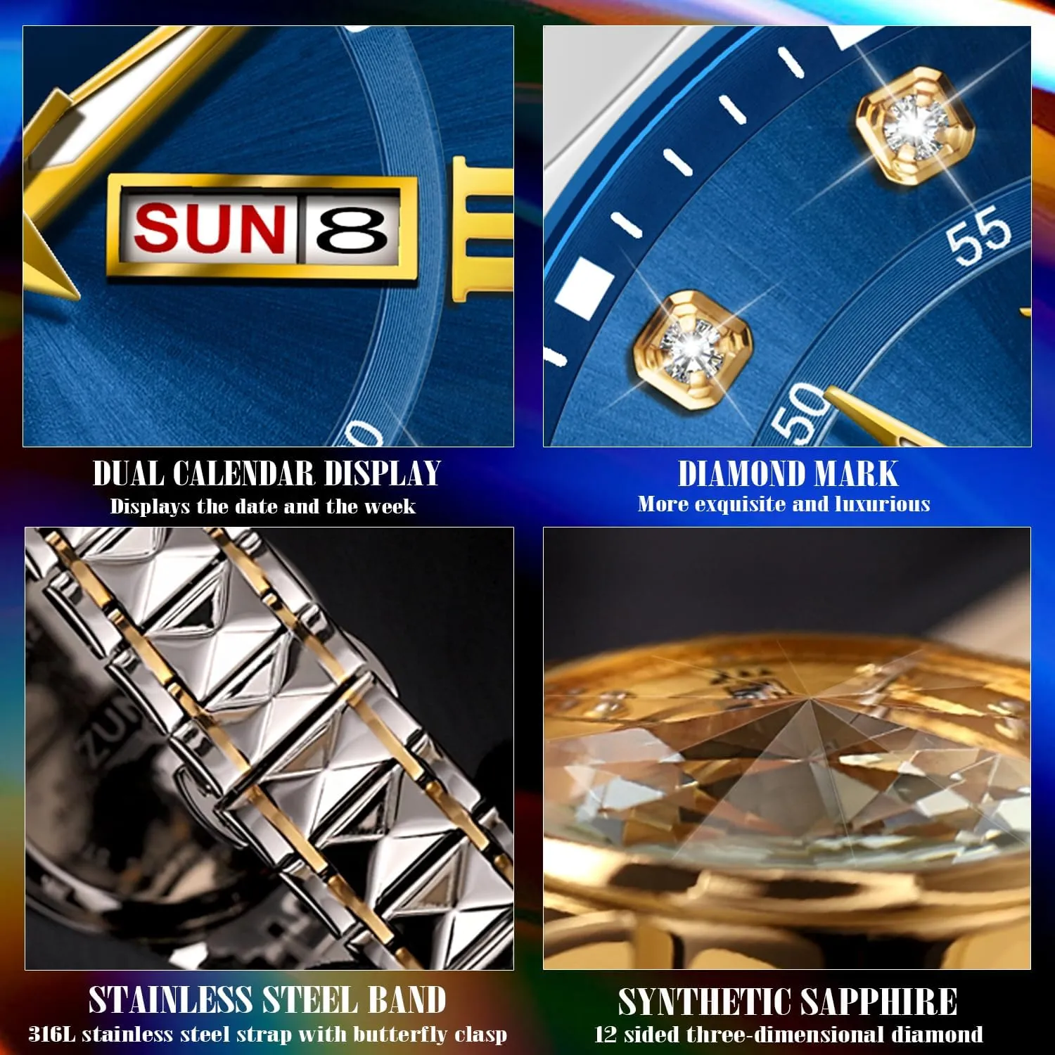 Business Dress Quartz Watch Stainless Steel Strap Analog Waterproof with Luminous situation shovel adjustment taint Large Dial Calendar Mens Watch Watches for Men, Luxury Classic 