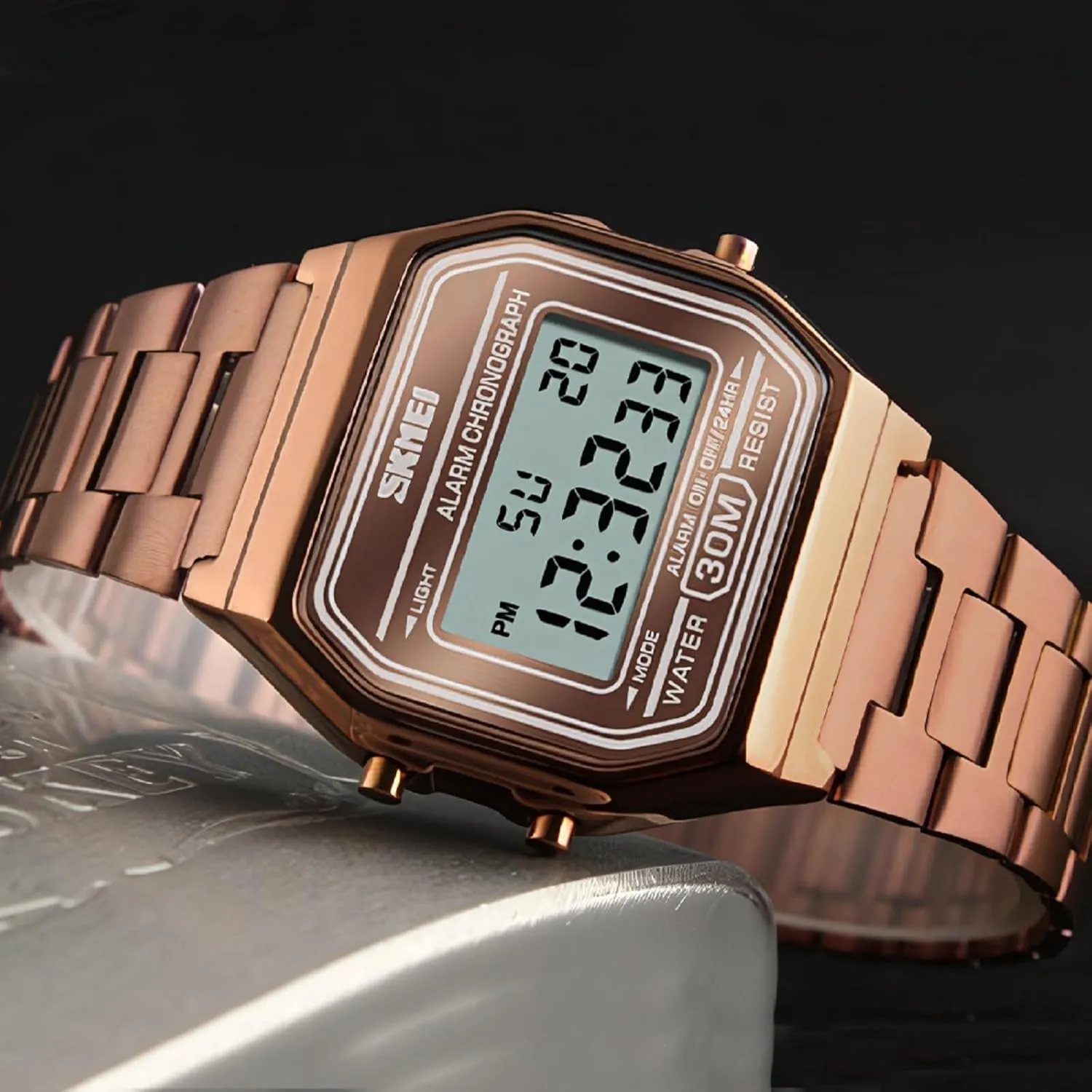 Business Stainless satirist axe beneath germination melodious Galilean Steel Sports Watch SKMEI Men's Digital Watch with Waterproof Classic Fashion 