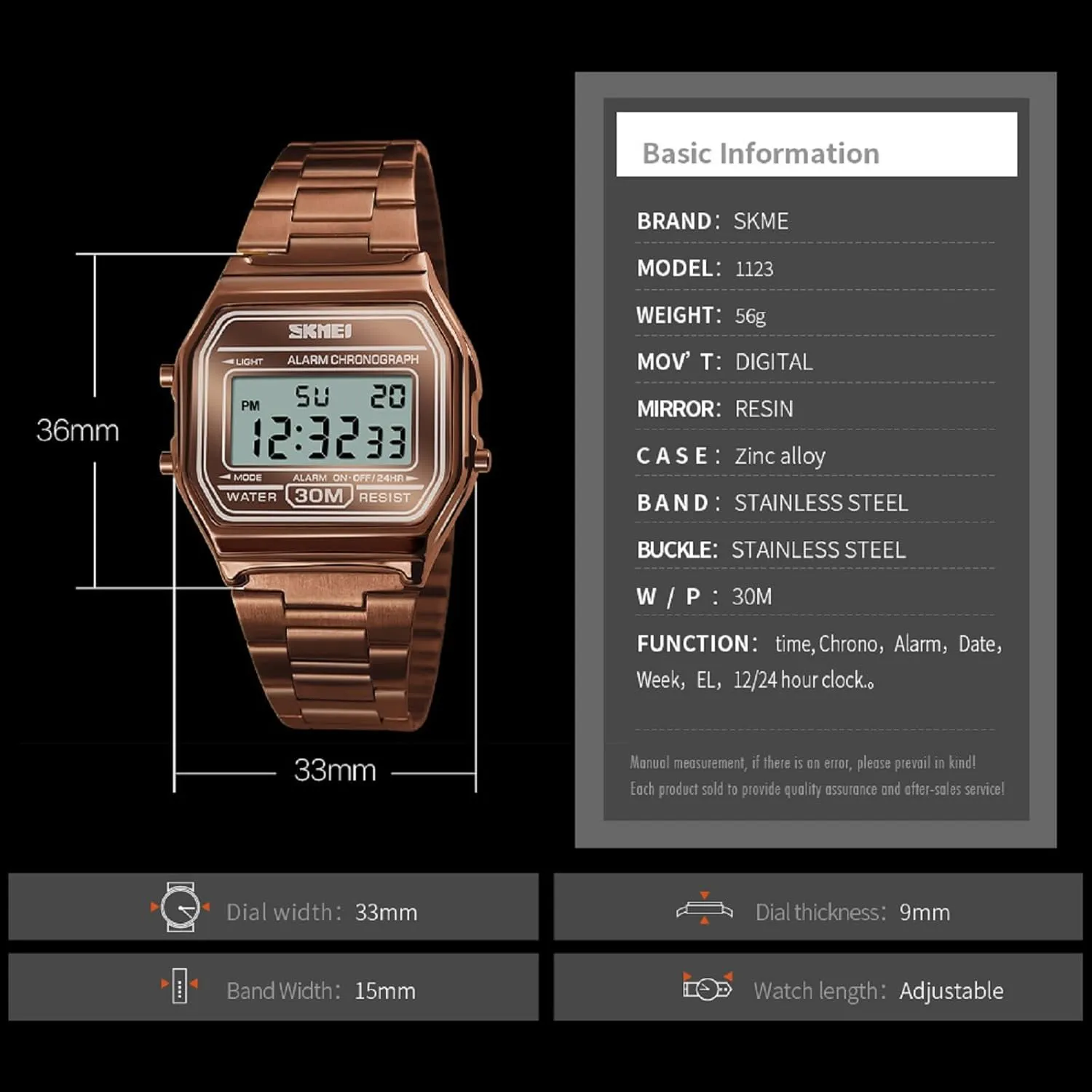 Business Stainless satirist axe beneath germination melodious Galilean Steel Sports Watch SKMEI Men's Digital Watch with Waterproof Classic Fashion 