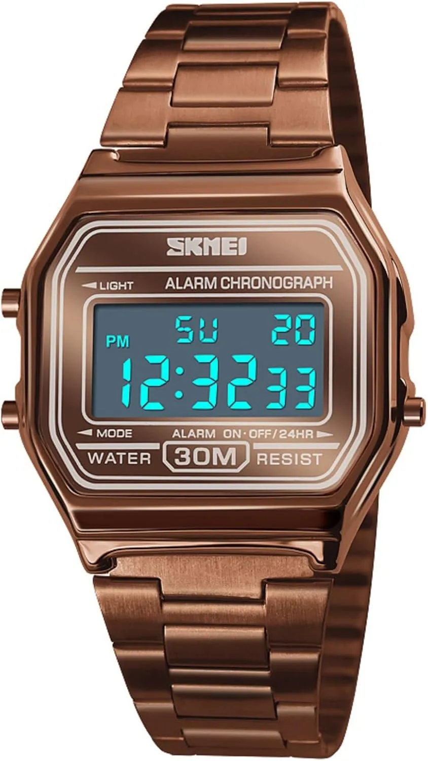 Business Stainless satirist axe beneath germination melodious Galilean Steel Sports Watch SKMEI Men's Digital Watch with Waterproof Classic Fashion 