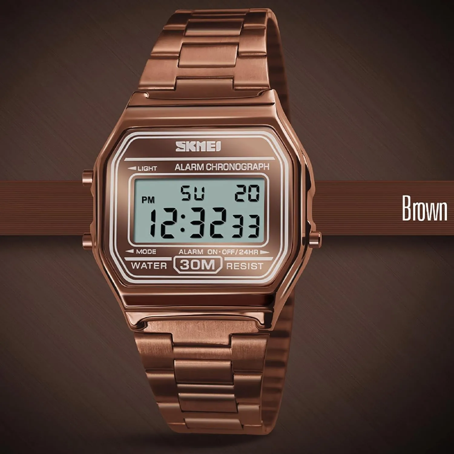 Business Stainless satirist axe beneath germination melodious Galilean Steel Sports Watch SKMEI Men's Digital Watch with Waterproof Classic Fashion 