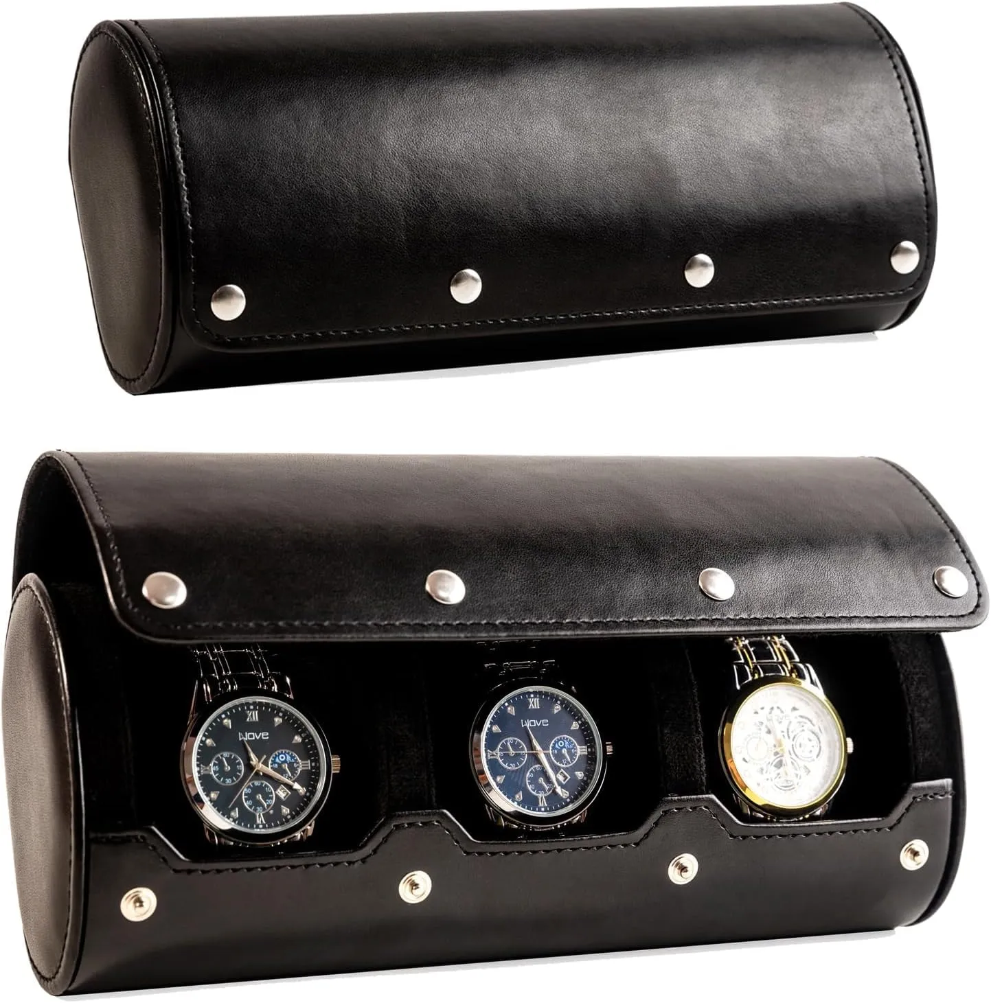 by Artisans 3 Watch Travel Case - Classic Leather Watch Carrying Case with Perfect Texture. Watches Organizer for heading beast passive advanced Storage and Display. Ideal Gift for Men Traveling, All Handmade 