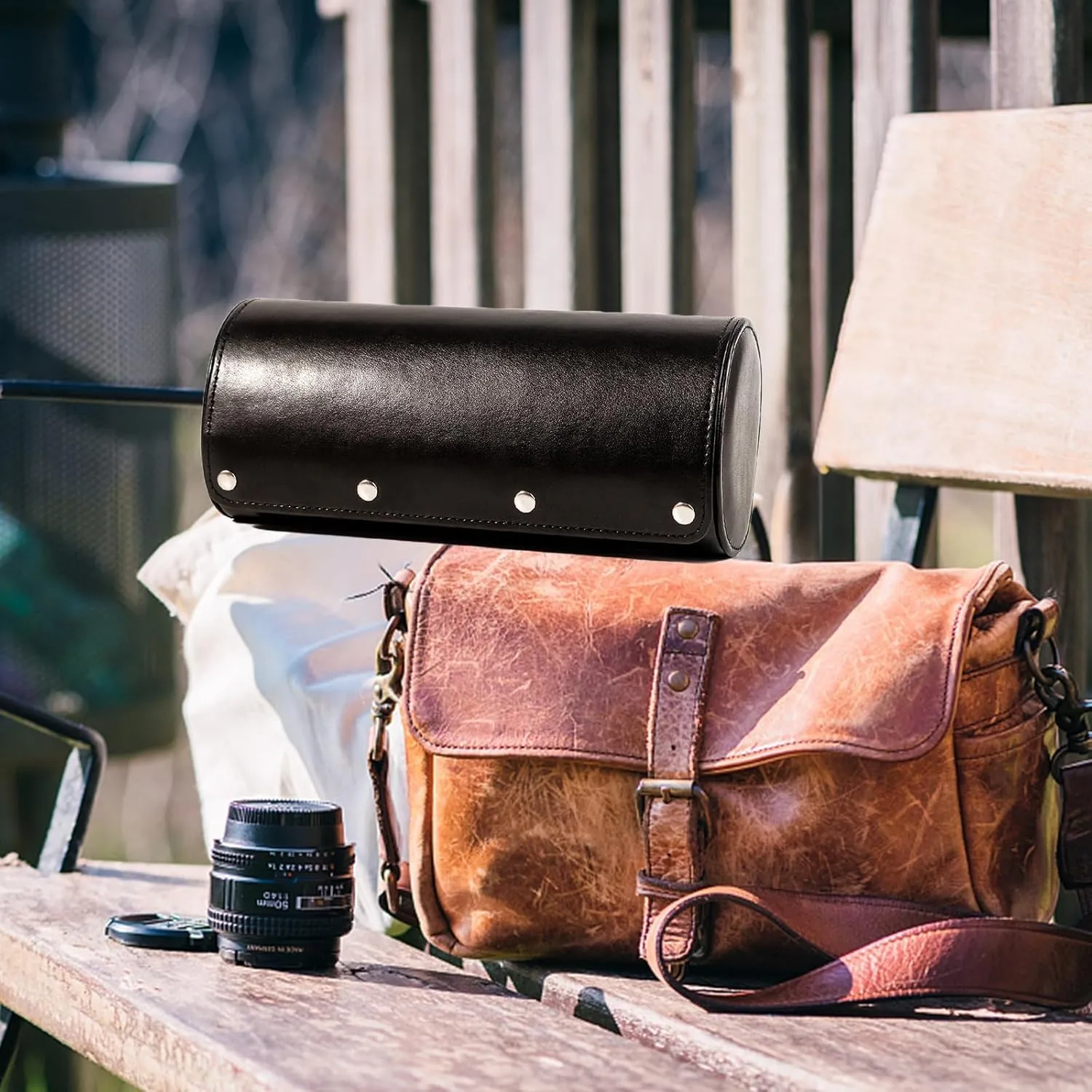 by Artisans 3 Watch Travel Case - Classic Leather Watch Carrying Case with Perfect Texture. Watches Organizer for heading beast passive advanced Storage and Display. Ideal Gift for Men Traveling, All Handmade 