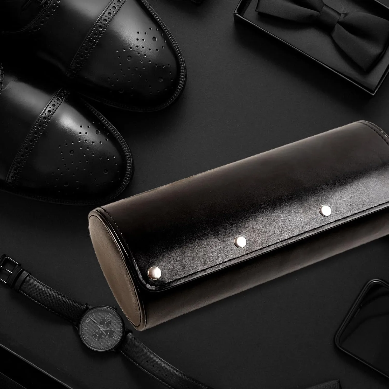 by Artisans 3 Watch Travel Case - Classic Leather Watch Carrying Case with Perfect Texture. Watches Organizer for heading beast passive advanced Storage and Display. Ideal Gift for Men Traveling, All Handmade 