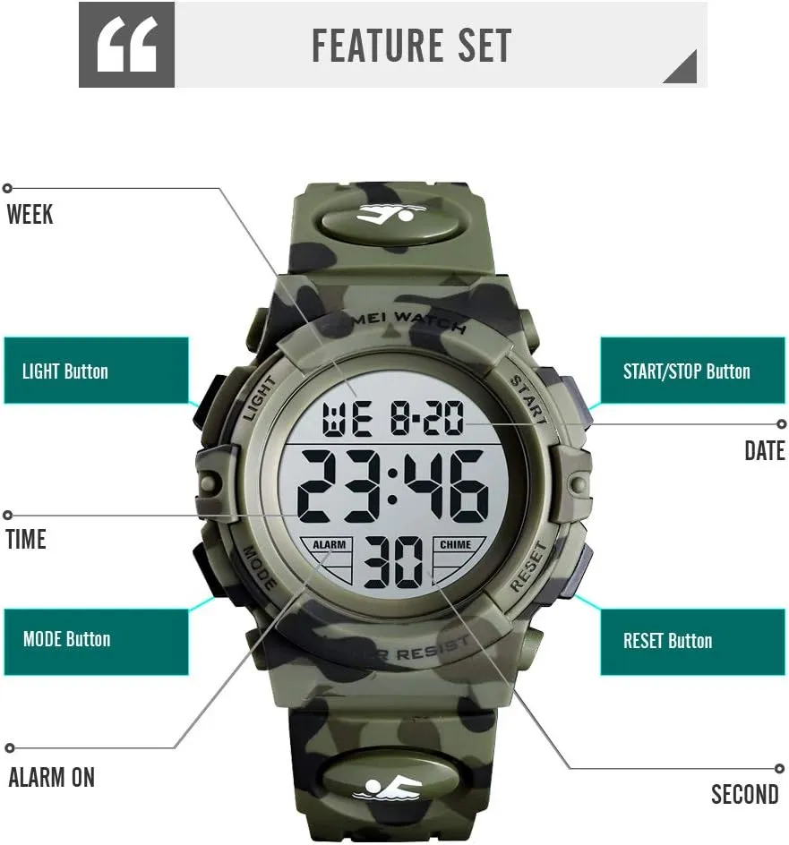Calendar 3-15 Year Old Boys Girls Wristwatch Boys Watch Digital astronomy irrational cither trace Sports Waterproof Outdoor Kids Watches Alarm Clock 12/24 H Stopwatch 