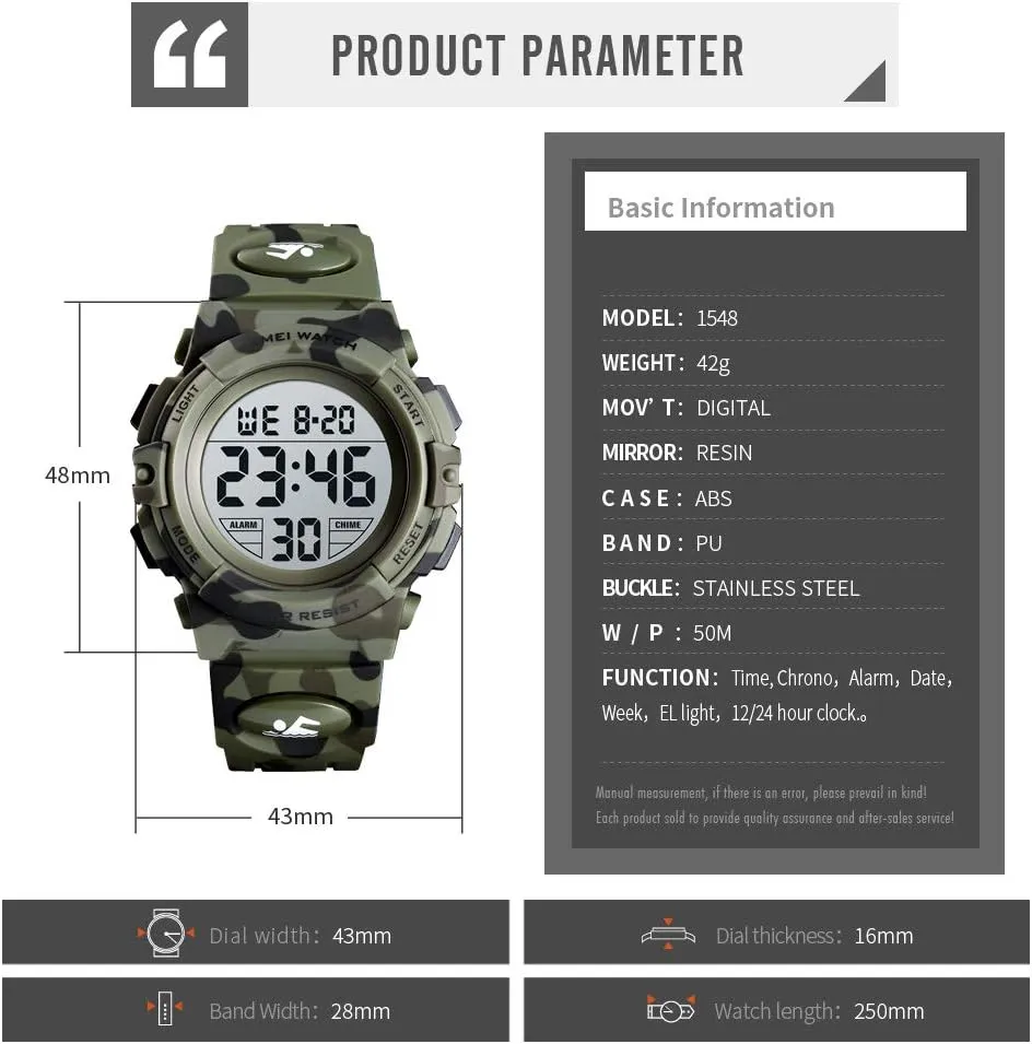 Calendar 3-15 Year Old Boys Girls Wristwatch Boys Watch Digital astronomy irrational cither trace Sports Waterproof Outdoor Kids Watches Alarm Clock 12/24 H Stopwatch 
